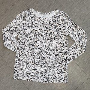 Loft Speckled Long Sleeve Tee- White, Black, Brown SMALL